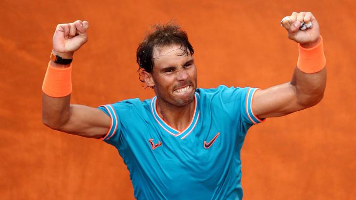 Rafa Nadal celebrates at the French Open